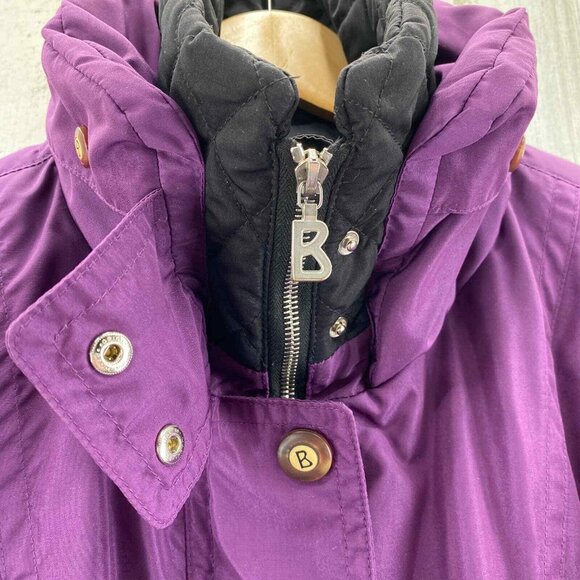 Vintage 80s Bogner Ski Jacket Womens 6 Purple Polyester Snap Away‎ Hood Pockets - Picture 5 of 12